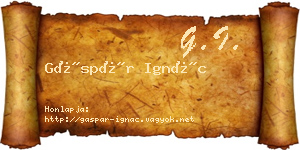 Gáspár Ignác névjegykártya